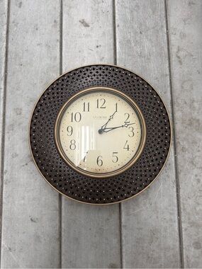 LaCrosse Brown and Gold Accent Lattice Wall Clock